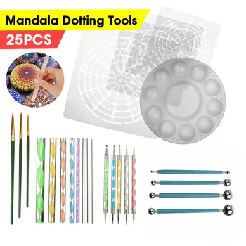 25pcs Pictura Stencil Ceramică Artă Portabil Mandala Multifuncțional Relief Stylus Copii M03 DIY Cadou Dotting Tool Set