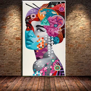 Graffiti Pop Street Art Femeile Panza, Picturi Moderne, Arta de Perete Postere si Printuri Poze de Perete Pentru Living Home Decor de Perete