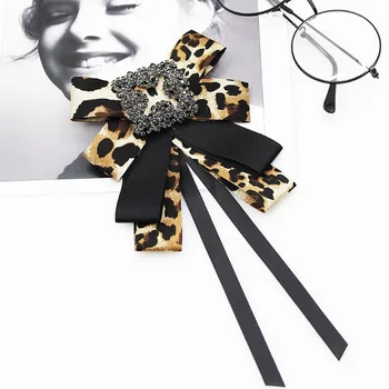 Clasic Leopard Stras Broșă Panglică Brosa Papion Floare de sex Feminin Brosa Pin Rever pentru Femei Rochie haine Accesorii Cadou
