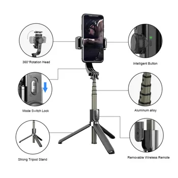 L08 Selfie Stick Stabilizator Smartphone Trepied Suport de Telefon cu Bluetooth Selfie Control de la Distanță pentru IPhone, Telefoane Android