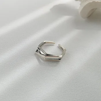 INZATT Real Argint 925 Geometrică Neregulată Epocă de Deschidere Inel Pentru Farmecul Femeilor Petrecere Moda bijuterii Accesorii Cadou