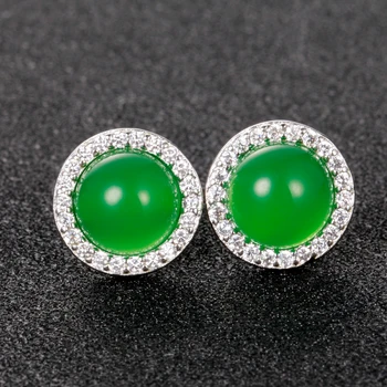 Rosu Verde En-Gros De Argint 925 Cercei Moda Bijuterii Pentru Femei Design Nou Chalecedony Stud Cercei Lady Vintage Accesorii