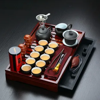 Autentic Yixing Lut Violet Kung Fu Set de Ceai din Lemn Masiv Tava de Ceai Ceainic &cesti de Ceai zisha Drinkware ceremonia ceaiului Chinezesc