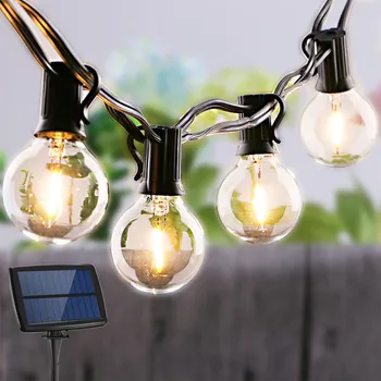 LED Șir de Lumini Solare de Putere Bec de Sticlă Ghirlanda Electric Retro Edison 25ft Iluminat Șir Umbrela Lumina pentru Gradina rezistent la apa