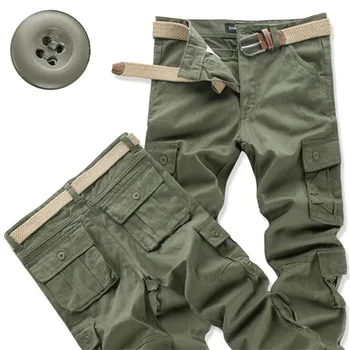 Toamna Barbati Militare Tactice Pantaloni Alpinism în aer liber de Luptă Multi-buzunare Spălat Pierde Armata Verde Pantaloni Lungi Casual