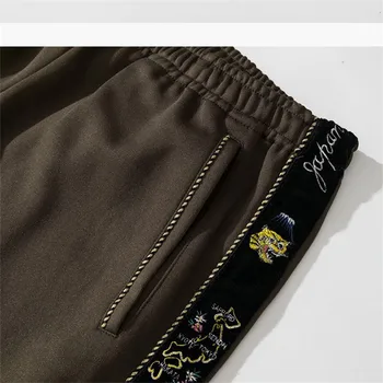 Armata Verde Kapital pantaloni de Trening Bărbați Femei 1:1 cea Mai buna Calitate Tokyo limita Zip de Aur Brodate cu Panglică Pantaloni Sport Pantaloni