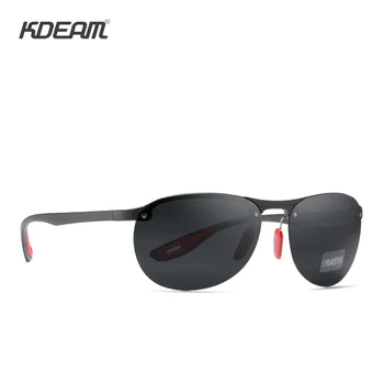 KDEAM fără ramă Ovală Bărbați ochelari de Soare Polarizat TR90 Material Cadru TAC Polarizare Lentile Moi de Cauciuc Jos Capacul