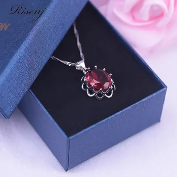 Romantic de trandafir roșu cubic zircon argint 925 bijuterii set pentru femei cercei inel colier set mare ovale piatra inel set