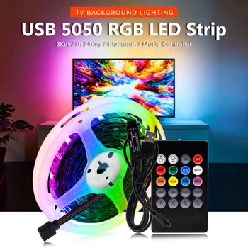 RGB Schimbătoare USB Benzi cu LED-uri 5050 DIY Flexibil Lumina LED-uri IR Control de la Distanță / de Control Muzică TV LED de Fundal Iluminat