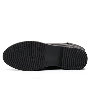 DRKANOL Black Impermeabile din Piele Femei Zăpadă Cizme Jumătatea Vițel Toc Gros pentru Femei de Iarnă de Pluș Cald Cizme Pantofi Marime Mare 42