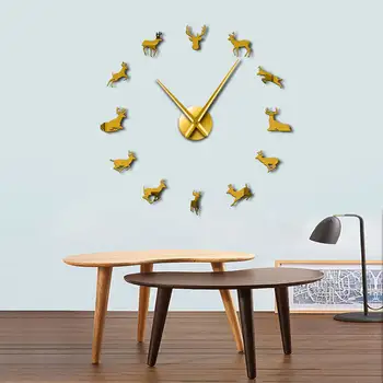 Animal sălbatic Cap de Cerb DIY Ceas de Perete cu Design Modern Deer Hunter Ceas Mare de Perete Autocolant Reloj De Pared Acasă Ceas Ceasuri