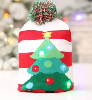 LED-uri de Crăciun Pălărie Beanie Pulover Lumina se Aprinde Cald Palarie Adult, Copiii se Aprinde Cald Tricotate Pălărie de Crăciun Decorare
