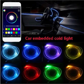 1 lumina / 4 /5lights RGB mașină de fibra optica atmosfera lămpi de Control App auto lumina de Interior lumina ambientala decorativa bord usa