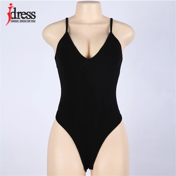 IDress 2019 Sexy Negru De Fitness Body Femei Solidă Fără Mâneci Bodycon Corpul Salopetă Pentru Femei Club Salopeta Subțire Costume Salopete