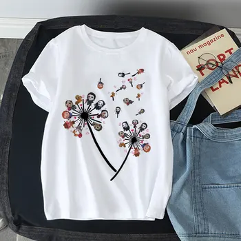 Flori de Papadie Imprimare Femei T-shirt Harajuku Casual de Vara Femme T-shirt Femei Topuri Teuri Grafice de sex Feminin Mujer Camisetas