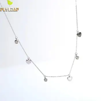 Flyleaf Argint 925 Cubic Zirconia Inima Cravată Colier Pentru Femei Cu Personalitate Doamna Clavicula Lanț Moda Bijuterii