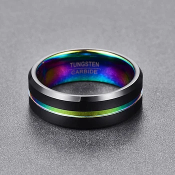 Tungsten inele pentru bărbați Bijuterii de Calitate AAA 8MM lățime Negru Mat Placare Colorat cu Fante de Tungsten Inel de Oțel cadou de Aniversare