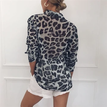 Șifon Bluza Cu Maneca Lunga Sexy Leopard De Imprimare Bluza Transforma 2019 Toamna Lady Office Camasa Tunica Casual Pierde Topuri Plus Dimensiune Blusas