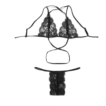 CDJLFH 2018 Femei Respirabil Sutiene de Dantelă Transparentă, Ultra-subțire Lenjerie Sexy Lenjerie de Dantelă Sutien Set T-pantaloni Negru Rosu Alb