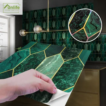 20X20cm Verde Aurire Placi de Mozaic Autocolant rezistent la apa autoadezive PVC Autocolante de Perete pentru Baie Bucatarie Teren Paster Decor