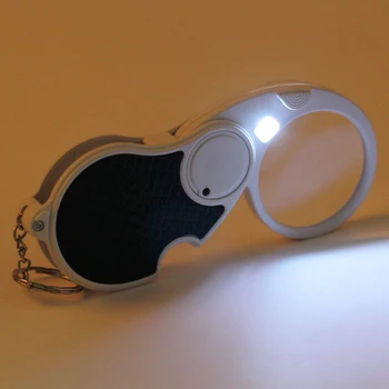 Dublu Obiectiv LED-uri Lupa Pliere Breloc Portabile de Iluminat Magnifie Dimensiune de Buzunar pentru Lectură Evaluarea Bijuterii