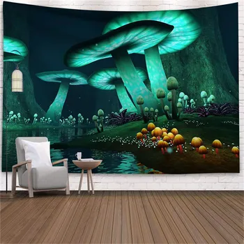 Strălucitoare magic ciuperci agățat de perete hippie, boho tapiserie pentru living colorat ciuperci mari tapiserie de perete yoga pătură