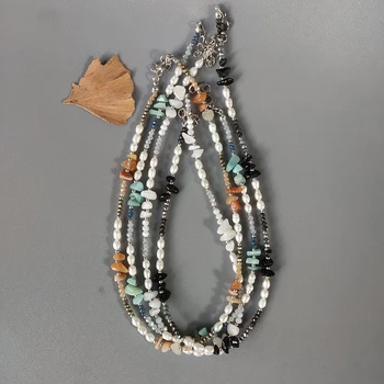 Creatoare de moda împletit naturale pearl colier cu pietre colorate perle mici, se amestecă și se potrivesc doamnelor farmec gât accesorii 2020