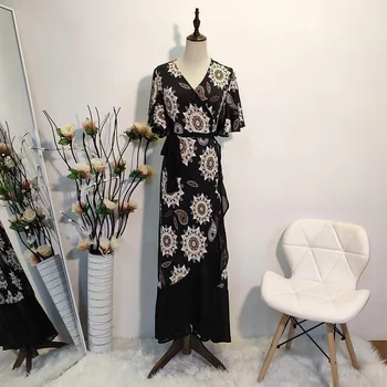 2020 Noua Moda pentru Femei, cu imprimeu Cusut Moda Fantă Neregulate Boeme Rochie Islamic Turcia Fusta Lunga Dubai