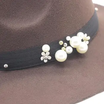 Moda Lână Bărbați Femei Iarna Toamna Fedora Pălărie Cu Perla Cloche Capac Femei Refuz Biserica Sombrero Jazz Capacul de Sus Palarie de Soare