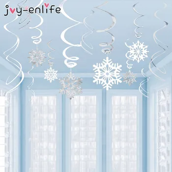 12pcs Spirală din PVC Decor de Crăciun Fulg de zăpadă Alb Folie Vârtej Banner Ghirlanda Decor de Crăciun de Anul Nou Consumabile Partid
