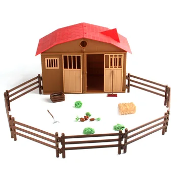 25pc DIY Casa Simula Juca Fermă Model Casa, Model de Joaca pentru Copii, Casa de Jucărie Păsări de curte Model Animal Scena Modelul Farmer Actor Player