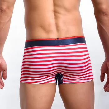 2017 Brand de Moda American Flag Tipărite Barbati Sexy din Bumbac Stretch Lung Boxeri Lenjerie de corp Homosexuali Casual pantaloni Scurți Pantaloni Marimea S M L XL