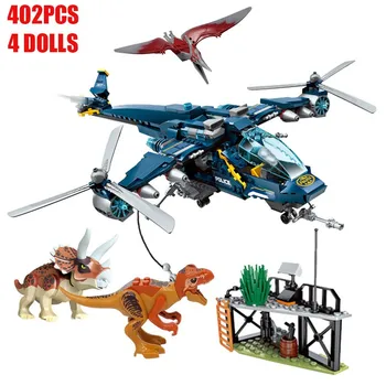 2021 Nou Lumea Jurassic Parc de Dinozaur Albastru Elicopterul lui Chase Urmărirea Bloc De 4 Cifre Jucarii Pentru Copii