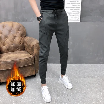 Moda Coreeană Joggeri Creion Pantaloni Pentru Bărbați De Iarnă De Înaltă Calitate De Catifea Groasă, Pantaloni Barbati Slim Fit Cordon Mens Pantaloni Casual