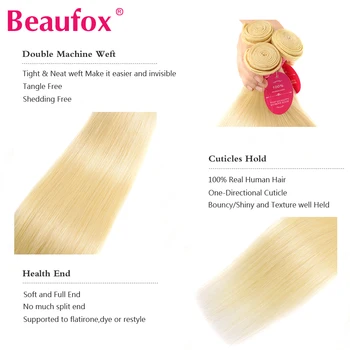 Beaufox 613 Blonda Par Uman Pachete Brazilian Țese Păr Pachete Parul Drept 3 Pachete Remy 613 Extensie De Păr 8-26 Cm