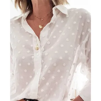 Moda pentru Femei Topuri si Bluze Elegante cu Maneca Lunga Alb OL Tricou Femei Polka Dot combinezon femme blusa feminina Streetwear