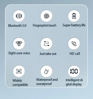 JS33 TWS Atingeți Wireless Bluetooth pentru Căști de Reducere a Zgomotului Stereo Sport Cască Stereofonică Apel pentru Căști Pentru Iphone Xiaomi Huawe