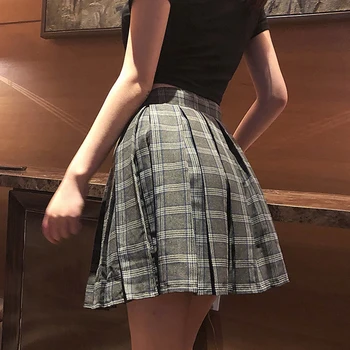 Stilul Harajuku Femei Fuste Set De Vara Pantaloni Scurți De Înaltă Talie + Mini-Fusta Carouri De Sex Feminin Fuste Plisate Femei Bottoms 2019