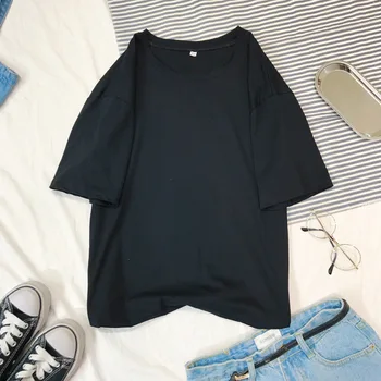 Noi Harajuku Tee Shirt 4 Culoare Solidă Bază Tricou Femei Casual, O-neck Prieteni de Vară Top coreean Hipster Streetwear Tricou Alb