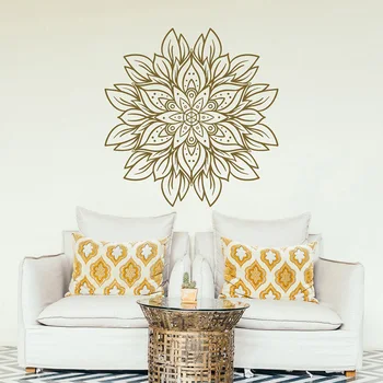 NOUA Floare Mandala Perete Decal - Aur Mandala Design Vinil Autocolant Decal pentru Dormitor, Living Studio de Yoga Meditație A12-030