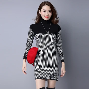 Moda pulover pentru femei de primăvară și de toamnă nou coreean Slim secțiunea lung jumătate-guler înalt pulover pulover femei tricou tx0