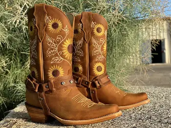 Femei cizme 2020 toc brodate de floarea-soarelui 40-43 toamna și iarna cald cizme femei pantofi