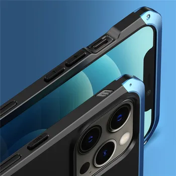360 Protecție Completă Metal Armor Telefon Caz Pentru iPhone 12 Pro Max 12 Mini Caz de Lux Aluminiu PC Greu Capacul Coque 12 Pro Funda