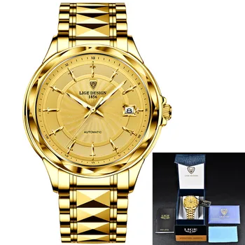 LIGE Bărbați Automată Ceasuri Mecanice Brand de Lux de Afaceri de Wolfram, Oțel rezistent la apă Ceas de mana Barbati de Moda Ceas reloj hombre