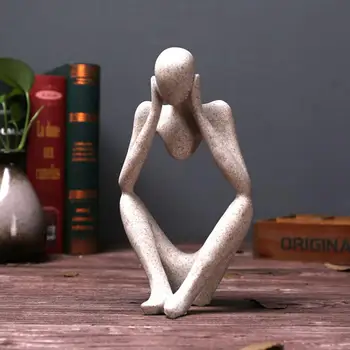 Forgetive Rășină Statui Abstracte Creative Gânditor Oameni Sculpturi, Figurine Miniaturale Ambarcațiuni Office Home Decor Accesorii