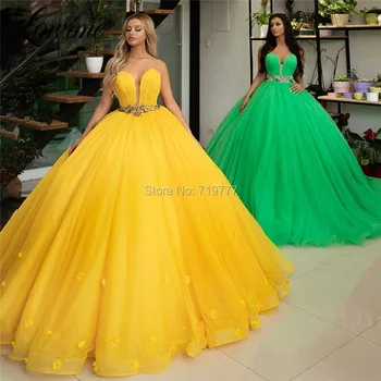 Printesa Puffy Rochii De Bal Verde Ștrasuri Din Mărgele Couture Rochii De Seara Formale Middle East Dubai Rochie De Petrecere 2020 Vestidos De Fiesta