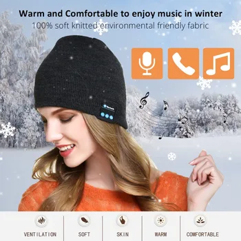 Căști Bluetooth Pălărie De Iarnă Caldă Tudorache Muzica Capac Cu Mănuși, Cască Fără Fir Bluetooth Boxe Cu Microfon Sport Hat Cască