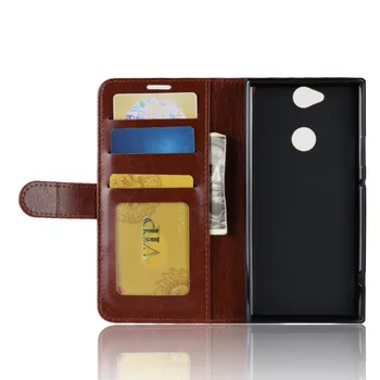 XA2+ Caz pentru Sony Xperia XA2 Plus de Cazuri Portofel Card de Stent Stil Carte de Flip din Piele Acoperă Proteja Capacul negru SN XA2Plus