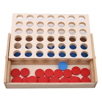 Noul Line Up 4 Clasic de Familie Bord Patru într-Un Rând de Lemn Bingo Joc Distractiv Jucărie Jucărie de Învățământ pentru Copii, Copii Băieți Fete Cadouri
