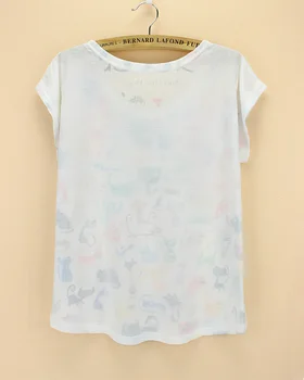 Doodle Pisici imprimare Tricou doamnelor Noutate model t-shirt femei de moda de vară tee de dimensiuni mari topuri tricouri cu mânecă scurtă de îmbrăcăminte